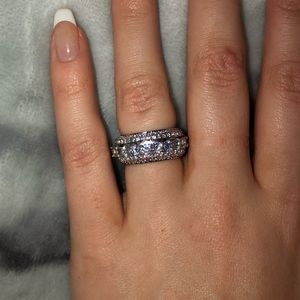 Sterling Silver Iced Out Band Rotating Ring